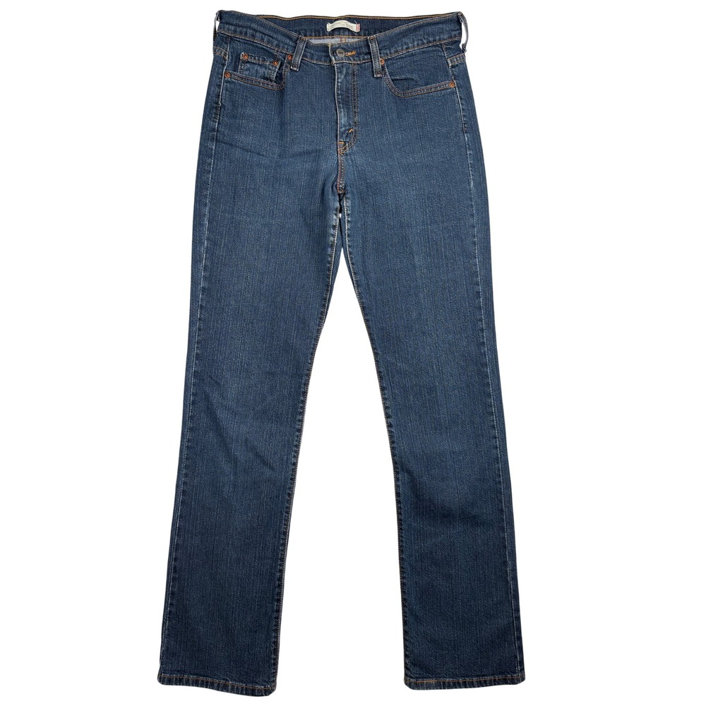 Levi's 505 Jeans Womens 10 Tall Straight Leg Dark Wash Stretch Denim